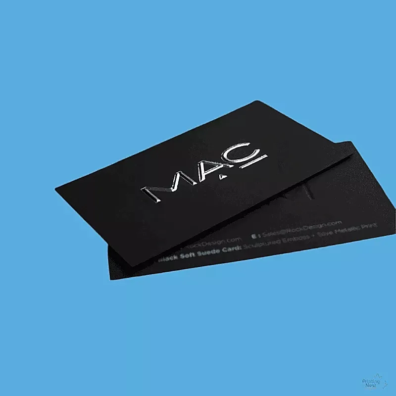 Suede Business Cards with Raised Silver Foil Orange County Printing Nest
