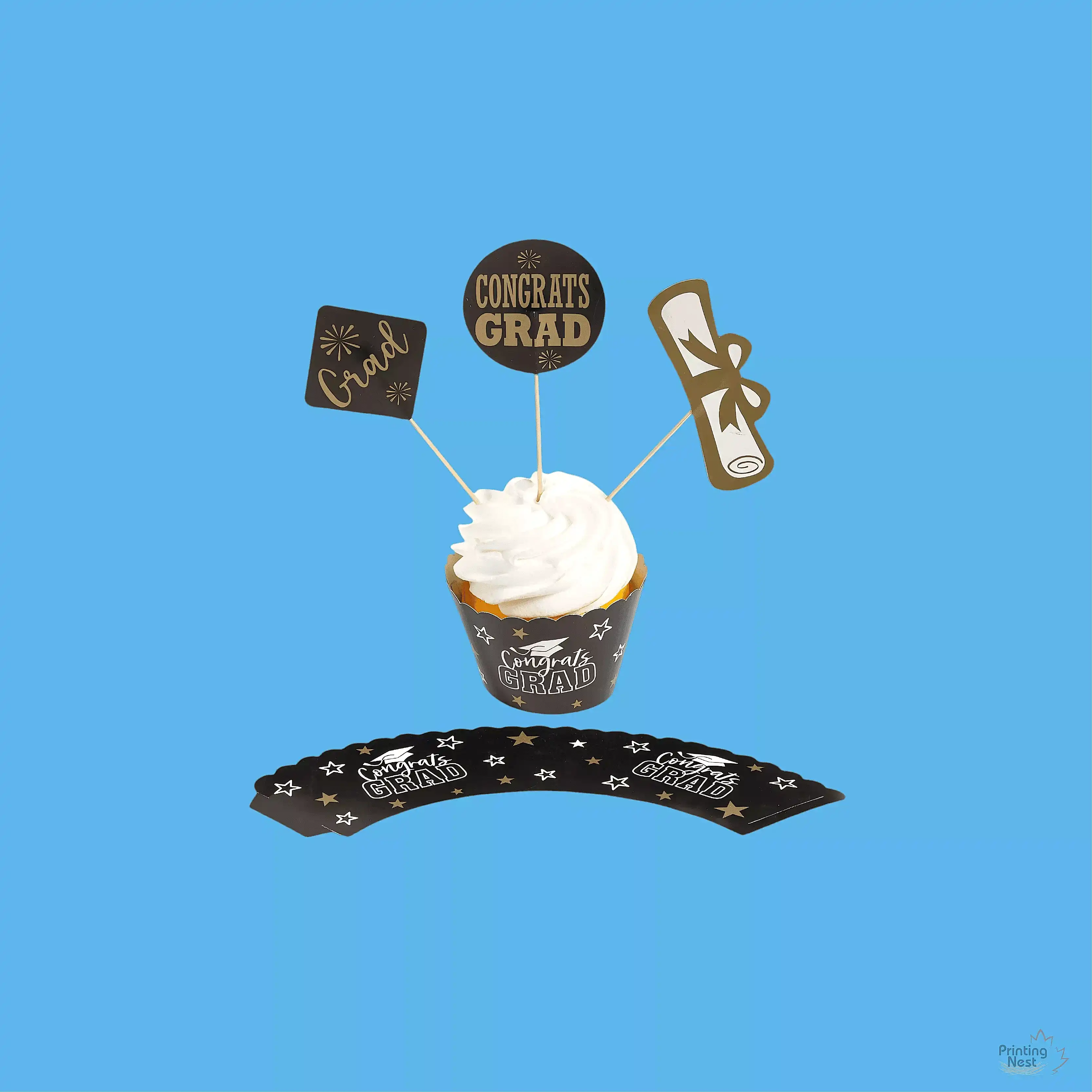 Custom Printed Graduation Cupcake Toppers